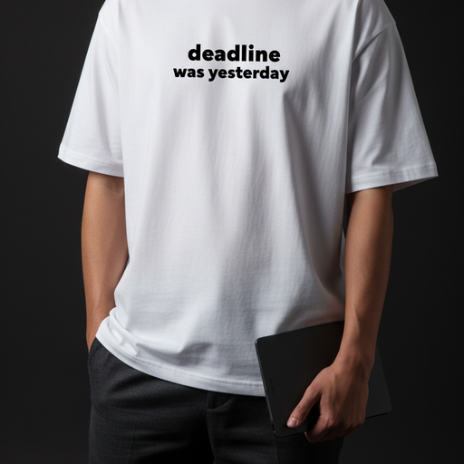 Deadline was yesterday [White] - Unisex Terry Oversized Tee